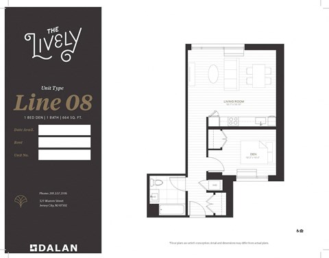A1 Floor Plan at The Lively, Jersey City